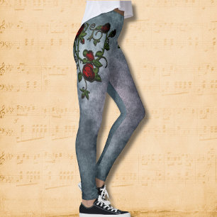 Spiraled Splendor: Eine Rose Weingeschichte Leggings