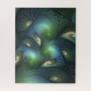 Spiralen Aquamarin Beige Grün Abstraktes Fraktal K