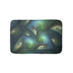Spiralen Aquamarin Beige Grün Abstraktes Fraktal K Badematte