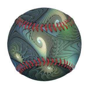 Spiralen Aquamarin Beige Grün Abstraktes Fraktal K Baseball