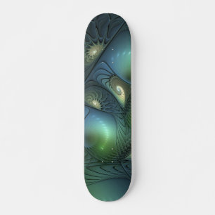 Spiralen Aquamarin Beige Grün Abstraktes Fraktal K Skateboard