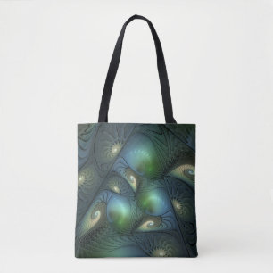 Spiralen Aquamarin Beige Grün Abstraktes Fraktal K Tasche