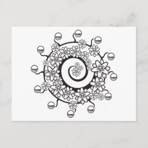 Spiralen-Blumen-Tätowierungsdesign Postkarte