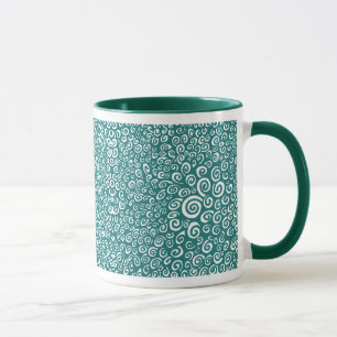 Spiralen - Jäger Grün auf Weiß Tasse