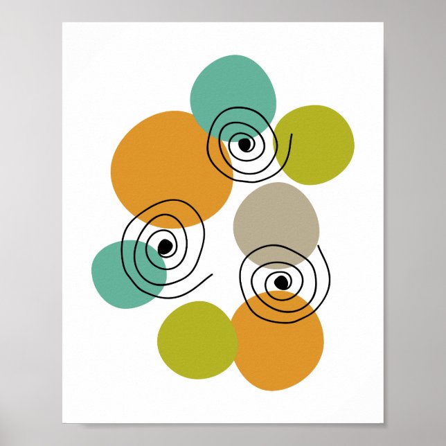 Spiralen Mitte des Jahrhunderts Moderne farbenfroh Poster (Vorne)