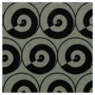 Spiralen, Schnecken, Kreise Muster schwarz Stoff