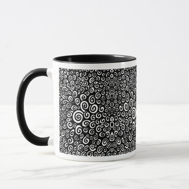 Spiralen - Schwarz auf Weiß Tasse (Links)
