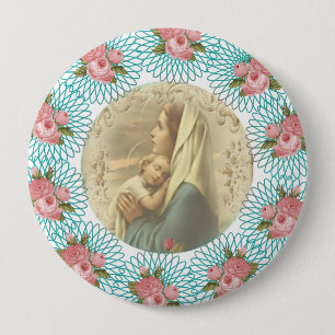 Spiralen u. Rosen Jungfrau-Marys w/baby Jesus Button