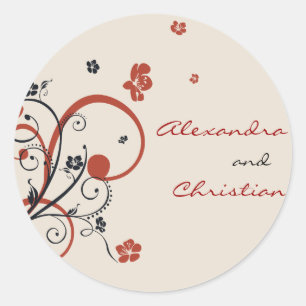 Spiralen und Blume Hochzeitsszenarien speichern da Runder Aufkleber