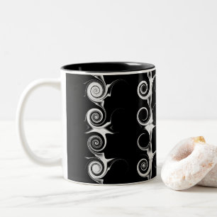 Spiralen und Wirbel Schwarz-Weiß-Muster Zweifarbige Tasse