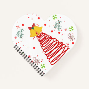 Spiraler Weihnachtsbaum und Glocken Design Notizbuch