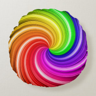 Spiralfarbene Gefärbte Krawatte Rainbow Swirl Kun Rundes Kissen