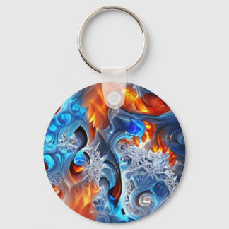 Spiralfeuer und Eiskunstwerk Fraktal Schlüsselanhänger