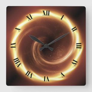 Spiralfeuer Vortex ~ Zeitportal ~Time Machine ~ Quadratische Wanduhr