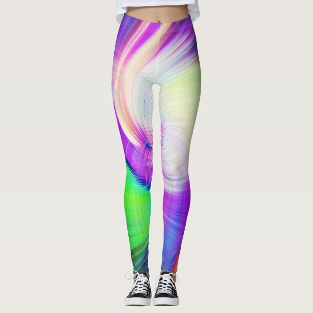 SPIRALFLUO - Psychedelisch-farbiges modernes Frakt Leggings (Vorderseite)