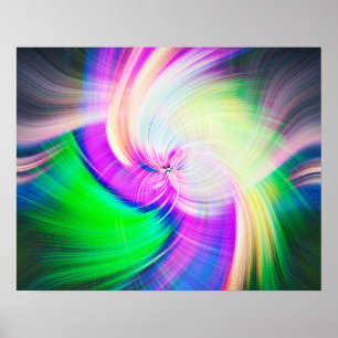 SPIRALFLUO - Psychedelisch-farbiges modernes Frakt Poster