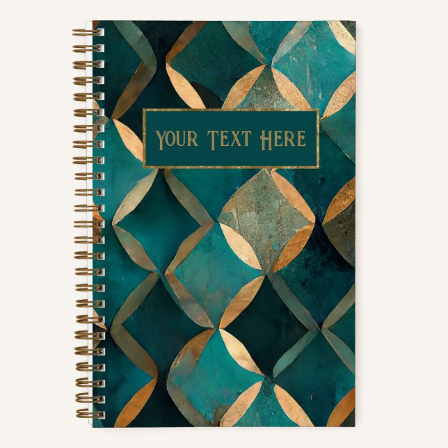 Spiralfolien für aquamarine und goldene Muster Notizbuch (Vorderseite)