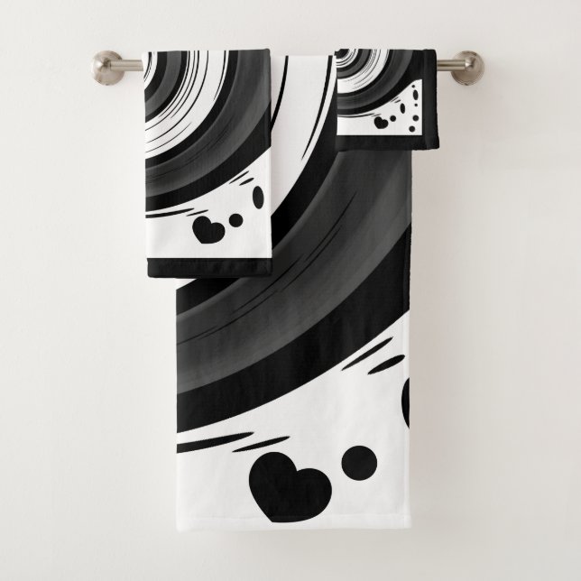 Spiralförmige flüssige Zirkulation moderne schwarz Badhandtuch Set (Insitu)