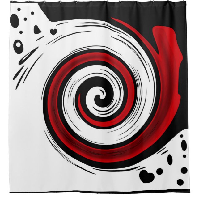 Spiralförmige flüssige Zirkulation moderne schwarz Duschvorhang (Vorderseite)