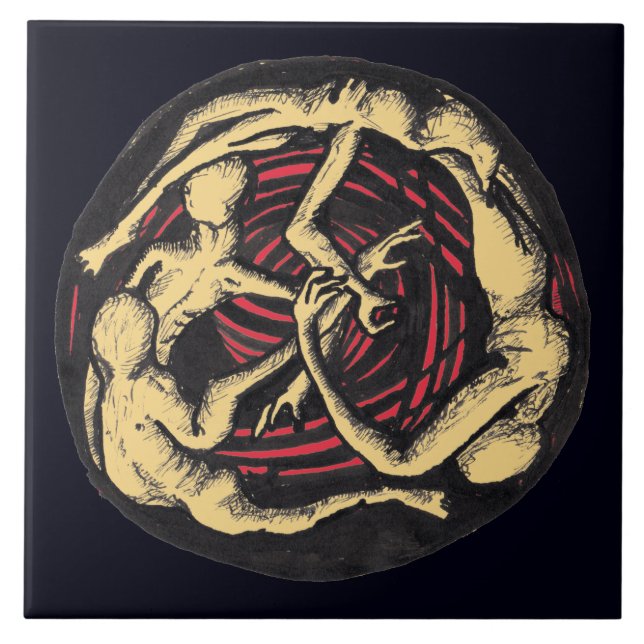 Spiralförmiger Abstieg (farbige Version) Fliese (Vorderseite)