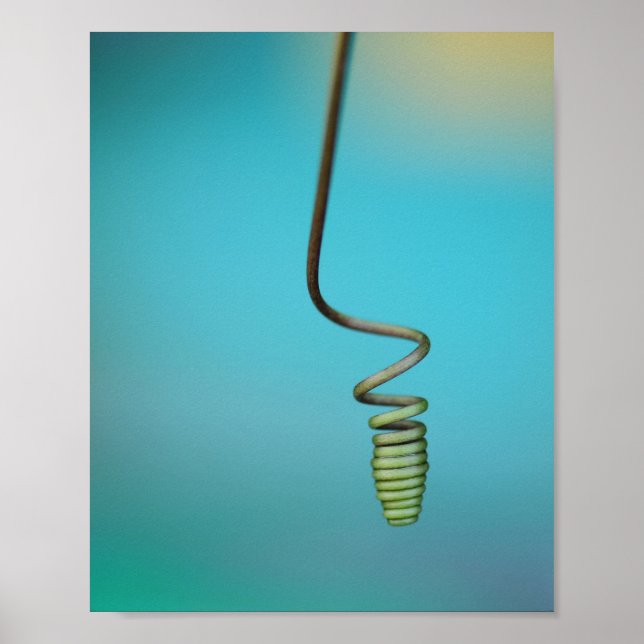 Spiralförmiger Drahtfaden Blaues abstraktes Poster (Vorne)