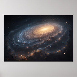 Spiralgalaxie im tiefen Weltraum mit leuchtendem K Poster