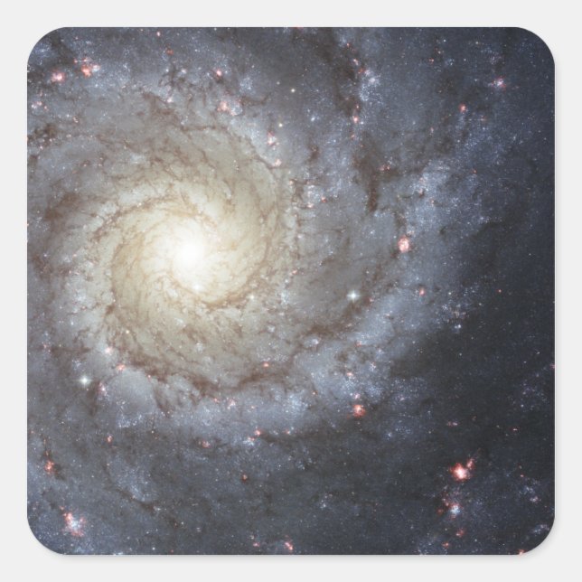 Spiralgalaxie M74 Quadratischer Aufkleber (Vorderseite)
