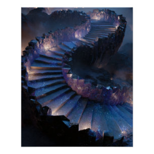 Spiralgalaxie-Treppe im Mitternachtsglanz Poster
