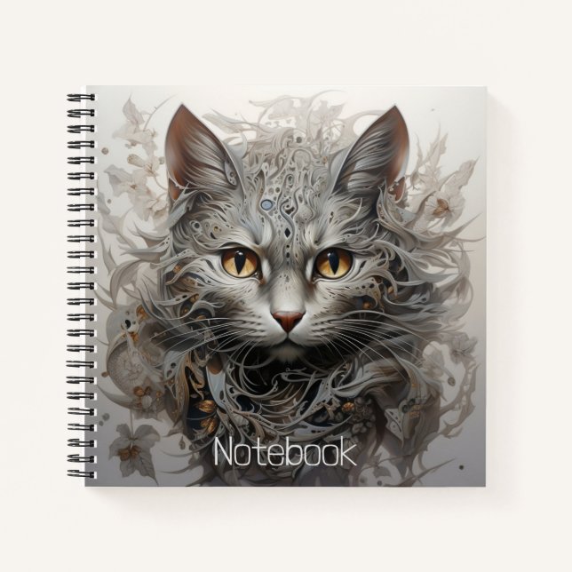 Spiralheft mit Steampunkkatze Notizbuch (Vorderseite)