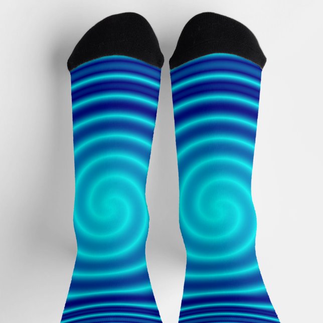 Spiraling Blue Vertigo Socken (Oben)