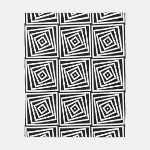 Spiralkasten-Muster aus schwarz und weiß gestreift Fleecedecke