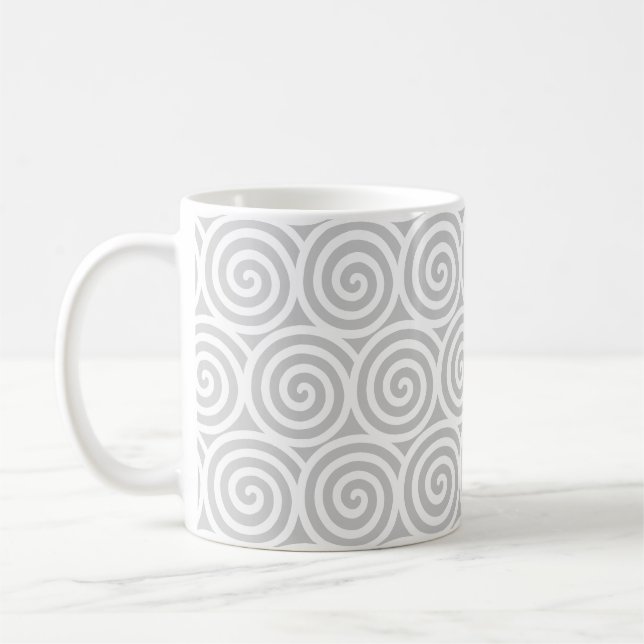 Spiralkreise drehen auf Silbergrau und Weiß Kaffeetasse (Links)