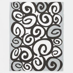 Spiralmuster Schwarz & Weiß + Ihre Ideen Fleecedecke
