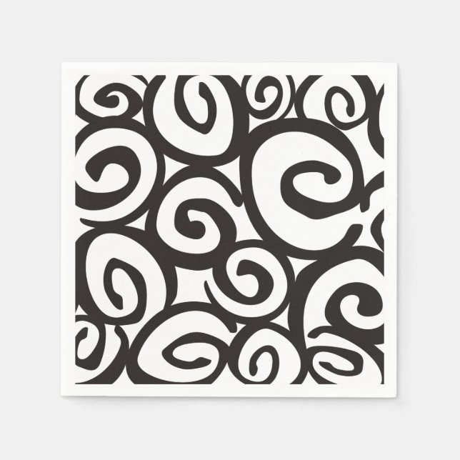 Spiralmuster Schwarz & Weiß + Ihre Ideen Serviette (Vorderseite)