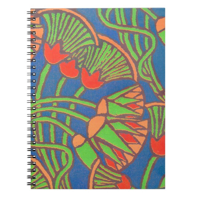 SpiralNotebook, blau, rot, gelb, ethnisch geprägt Notizblock (Vorderseite)