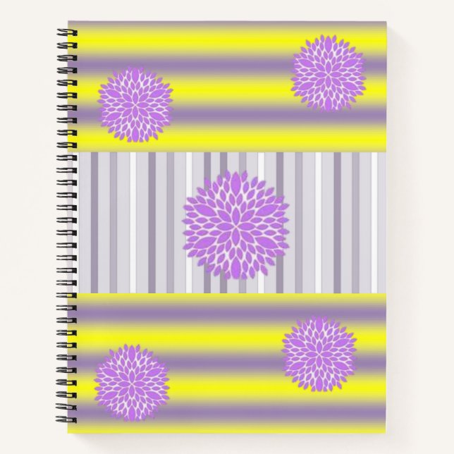 SpiralNotebook Gelber grauer Streifen Notizbuch (Vorderseite)