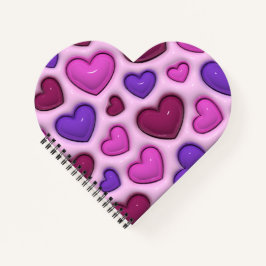 SpiralNotebook in Herzform mit 3D-Glossy Hearts Notizbuch