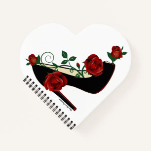 SpiralNotebook in Herzform - Stiletto-Rose Notizbuch
