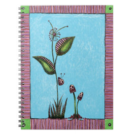 SpiralNotebook, Ladybug Blume Pilze Notizblock