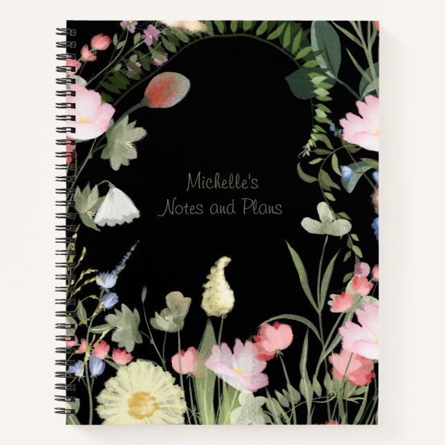 SpiralNotebook mit benutzerdefinierten Wildblumen Notizbuch (Vorderseite)