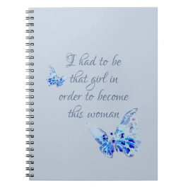 SpiralNotebook mit Blauer Schmetterlinge und Zitat Notizblock