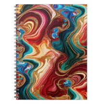 SpiralNotebook mit farbigem Marmordesign