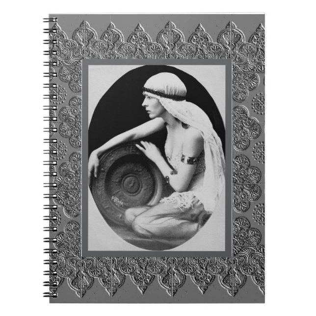 Spiralnotebook mit Vintager Tänzerin Notizblock (Vorderseite)