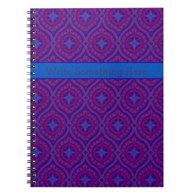 SpiralNotebook oder Journal: Lila, blaues Muster Notizblock (Vorderseite)