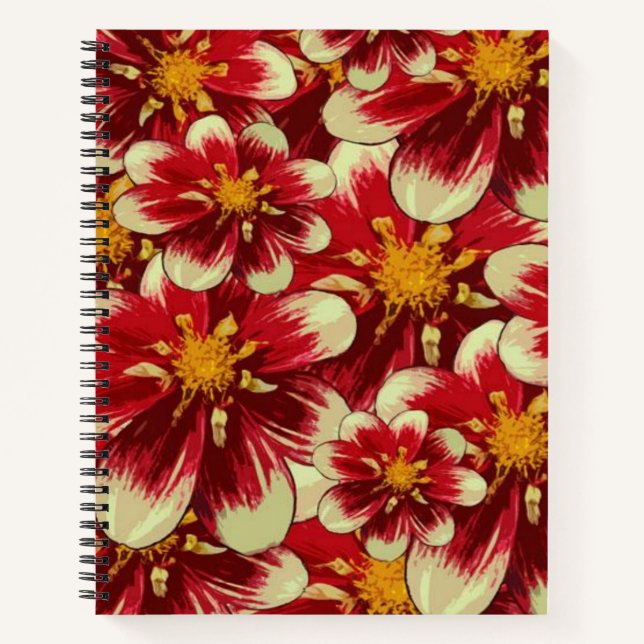 SpiralNotebook Yellow Red Floral Notizbuch (Vorderseite)