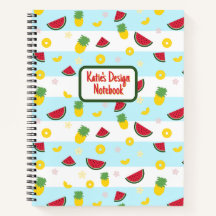 Spiralnotizblock | Ananas Watermelon Pattern