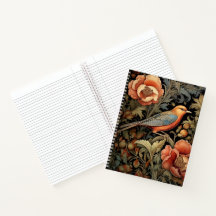 Spiralnotizbuch - Art Nouveau-Vogelmotiv