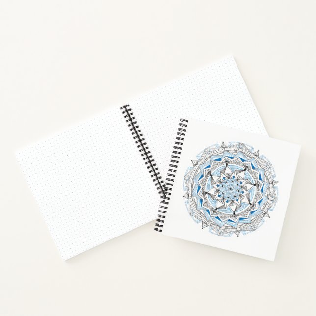 Spiralnotizbuch mit blauem Mandala-Design Notizbuch (Innenseite)