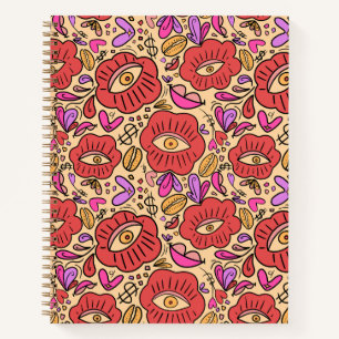 Spiralnotizbuch mit Blumendesign "Lucky Eye" Notizbuch