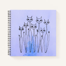 Spiralpapier (handgezeichnet Katzen) Notizbuch